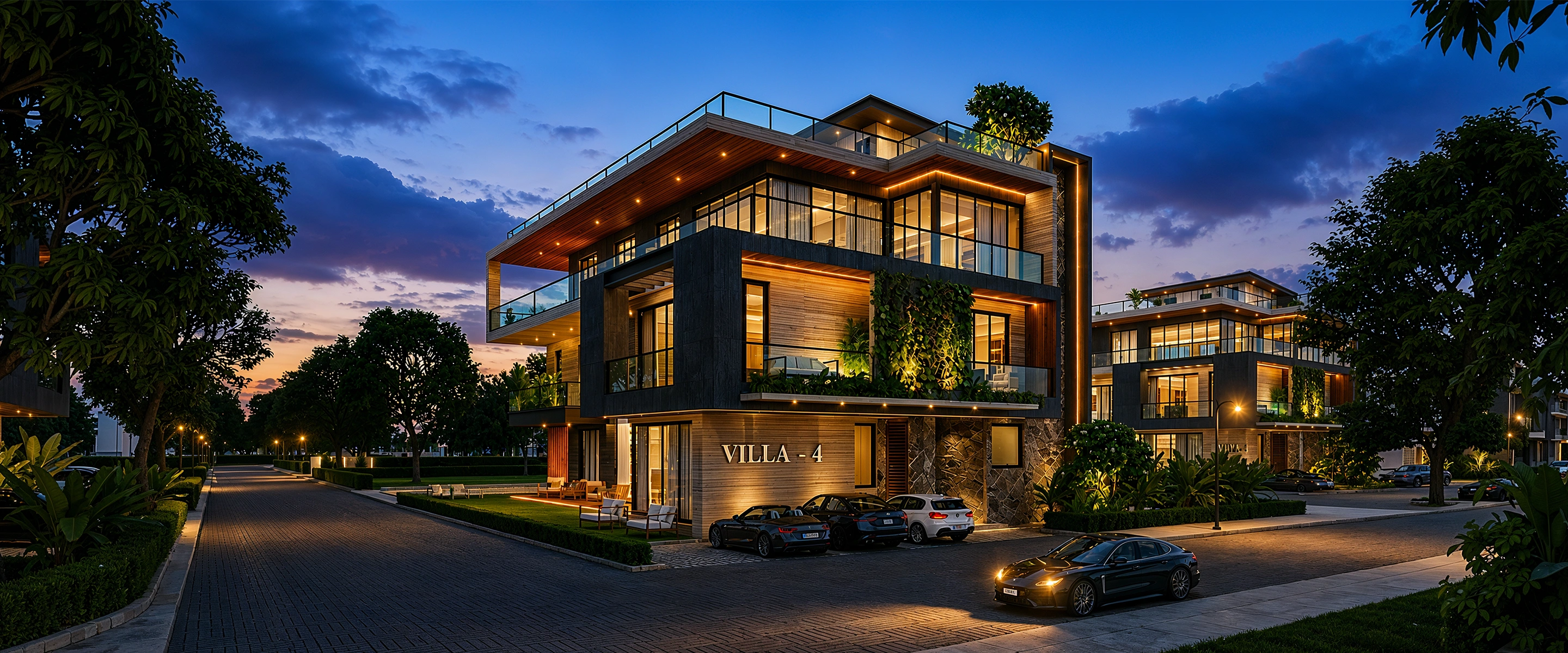 One Grevillea villas at dusk, Nairobi
